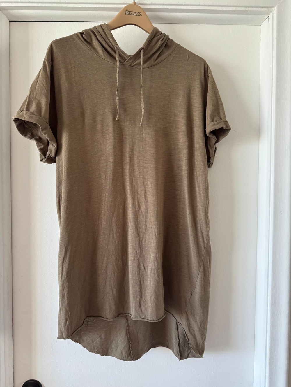 H&M Men's Short-Sleeve Hooded Tee in Olive Brown